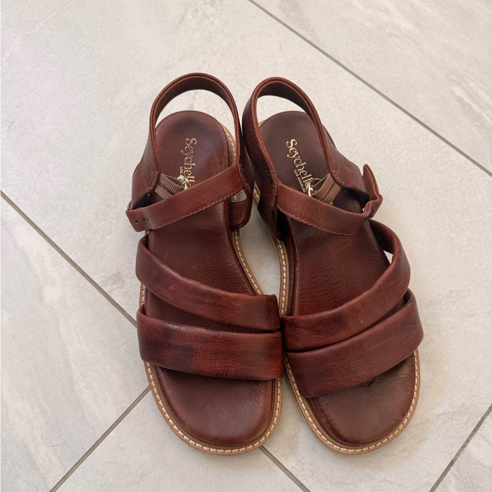 Seychelles Brown Leather Strappy Slingback Sandals